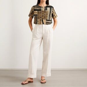 VINTAGE KATHY CHE Geometric Boxy Blouse | L | Black Tan | 80s Retro Mod